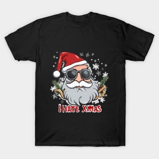 I hate christmas Santa with sunglasses xmas T-Shirt